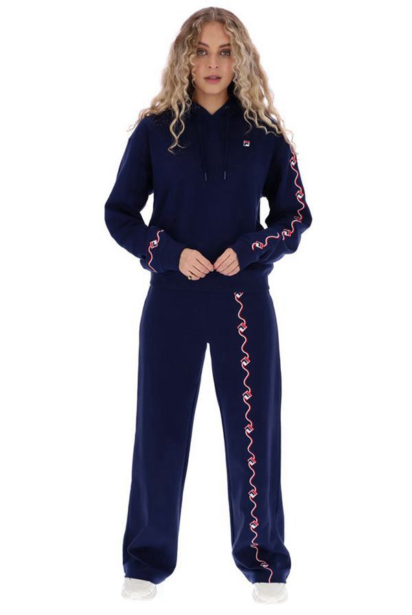 Fila Agnesina Embossed Logo Women's Jogger Pants - Navy,NZ 967-45760